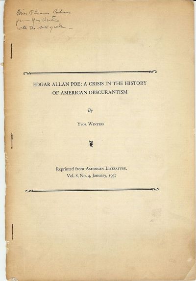 EDGAR ALLAN POE: A CRISIS IN THE HISTORY OF AMERICAN OBSCURANTISM