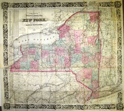 COLTON'S RAILROAD & TOWNSHIP MAP OF THE STATE OF NEW YORK, WITH PARTS OF THE ADJOINING STATES & CANADA