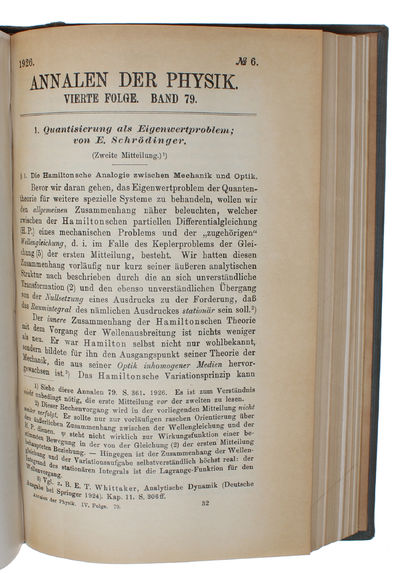 Quantisierung als Eigenwertproblem. (Erste-Vierte Mitteilung) + Über das Verhältnis der Heisenberg-Born-Jordanschen Quantenmechanik zu der meinen; - [THE BIRTH OF WAVE MECHANICS] (photo 3)