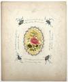 Thy lip far sweeter than the rose" -- Finely produced Valentine with pith paper, water color, scraps, printed poem mimicking ink manuscript