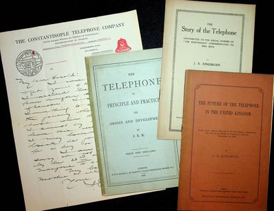 Collection of items (offprints, pamphlet, ALS) by early telephone historian and author John E. Kingsbury