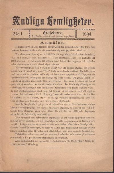 Andliga hemligheter. No. 1. 1894.
