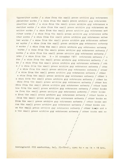 Printed on one side only. Single sheet, horizontal fold as mailed. Amsterdam: 1977. One of the most ...