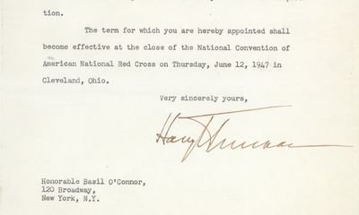 President Harry Truman Names Philanthropist Basil O’Connor as President of the American Red Cross