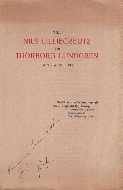 Till Nils Lilliecreutz och Thorborg Lundgren den…