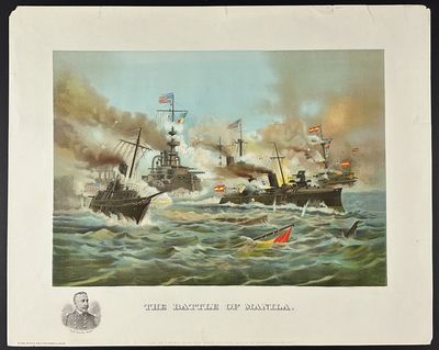 The Battle of Manila. Fought May 1st by Rear Admiral Dewey. Spanish Loss: 11 Ships, 150 Killed, 250 Wounded. American Loss: None [caption title]