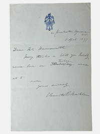 Autograph letter signed by geographer and explorer Sir Clements Markham (1830-1916) to newspaper magnate Lord Northcliffe