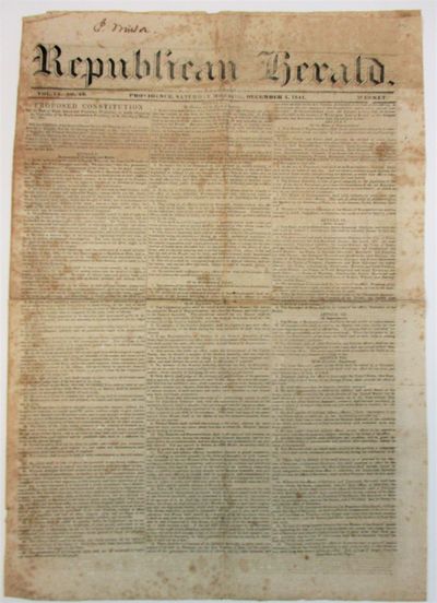 REPUBLICAN HERALD. VOL. 14. - NO. 49. PROVIDENCE, SATURDAY MORNING, DECEMBER 4, 1841. WEEKLY