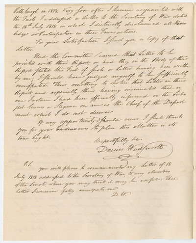 Director of Ordnance on Loan of Gunpowder to DuPont and Private Individuals; forwards Copy of Prior Letter Informing Secretary of War John Calhoun of his Objection
