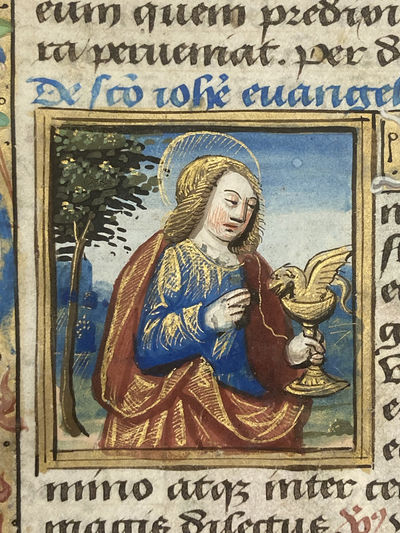 Illuminated Miniatures of St John the Baptist and St John the Evangelist on a Leaf from a c.1500 Book of Hours