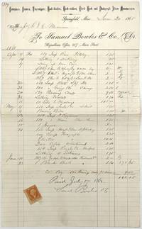 Receipt for George and Charles Merriam from the Publisher and Stationer Samuel Bowles & Co