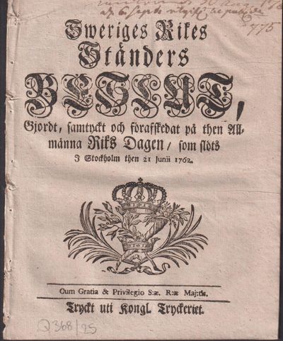 Sweriges rikes ständers beslut, gjordt, samtyckt…