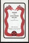 Mode in Javanese Music by Walton, Susan Pratt - 1989