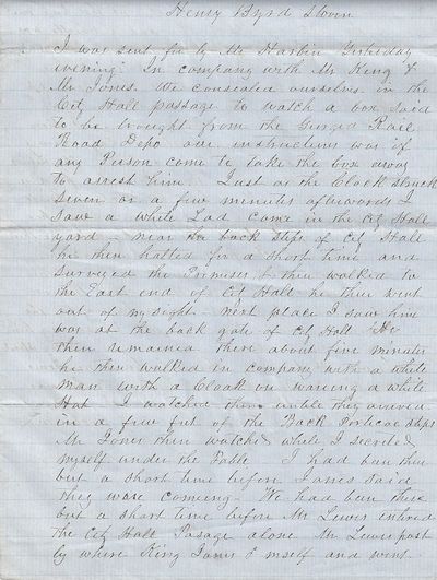 1855 – Sworn testimony from a county officer with regard to a burglar’s shooting of a police officer during the course of his crime