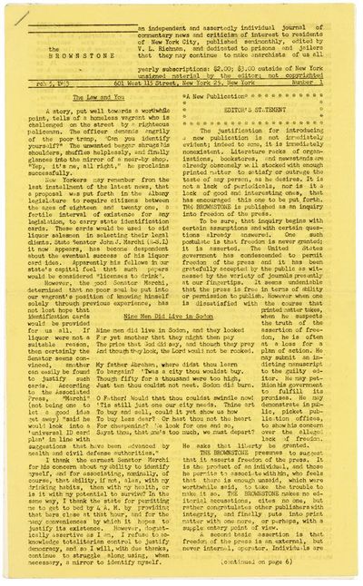 The Brownstone [Six Issues, Mar-Nov 1963]