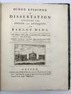 Oinos Krithinos. A Dissertation Concerning the Origin and Antiquity of Barley Wine [Bound with:] A Philosophical Dialogue Concerning Decency. To Which is Added a Critical and Historical Dissertation on Places of Retirement for Necessary Occasions
