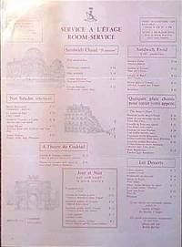 Menu for Hotel Meurice.