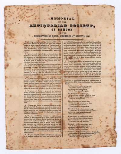Memorial of the Antiquarian Society, of Bangor, to the Legislature of Maine, Assembled at Augusta, 1847