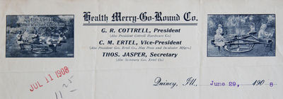 Incoming and Outgoing Business Correspondence of the Health Merry-Go-Round Company, of Quincy, Adams Co., Illinois, 1892-1912