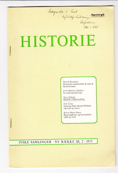Plattysk i Sønderjylland. Særtryk ur: Historie.…