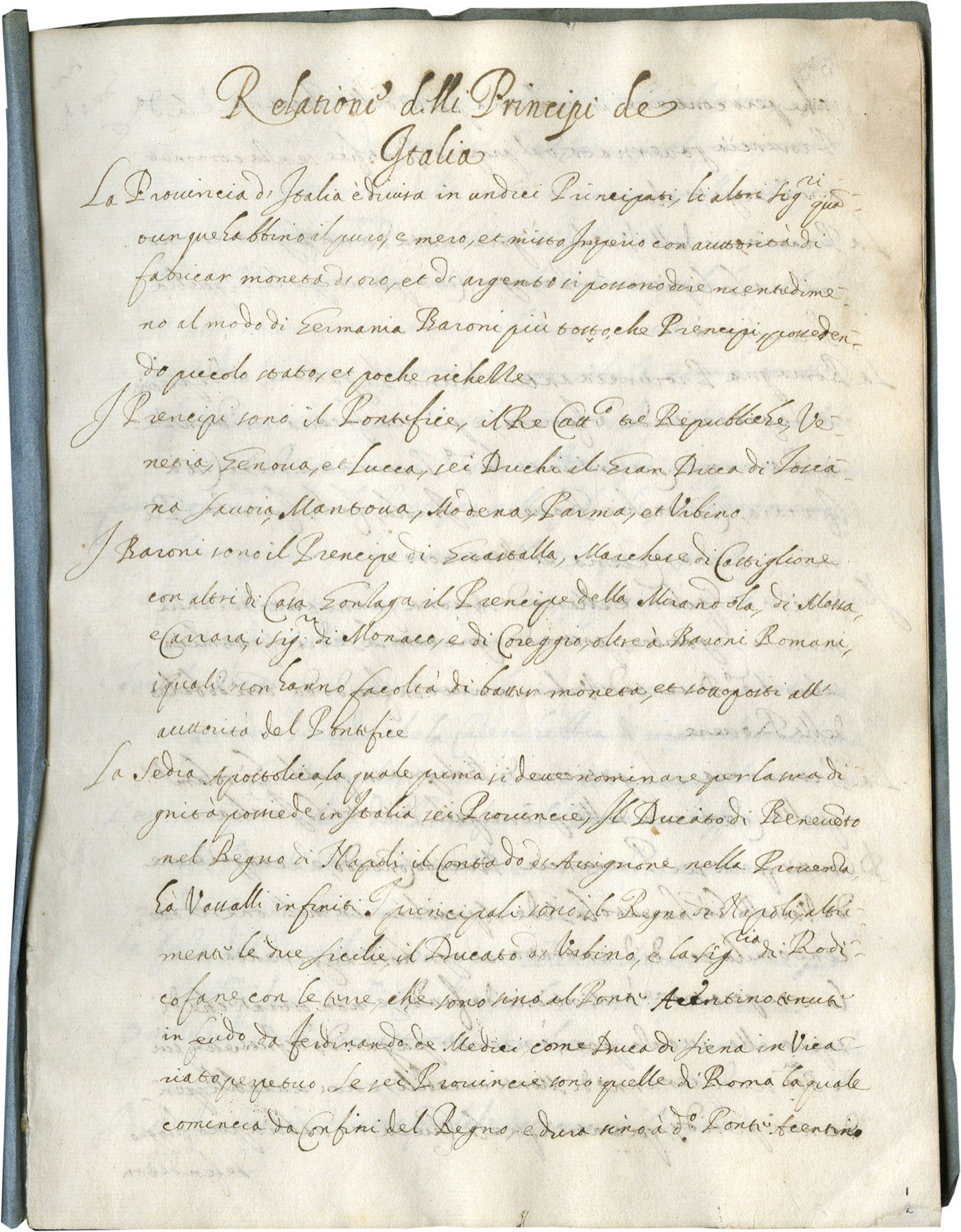 Relationi delli Principi de Italia (Accounts of th