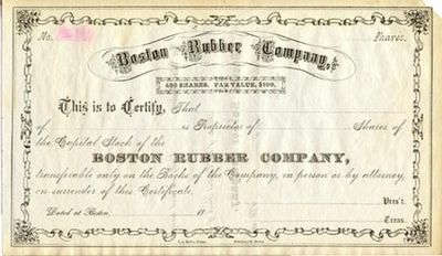 An Attractive, Unengrossed Stock for the Boston Rubber Company