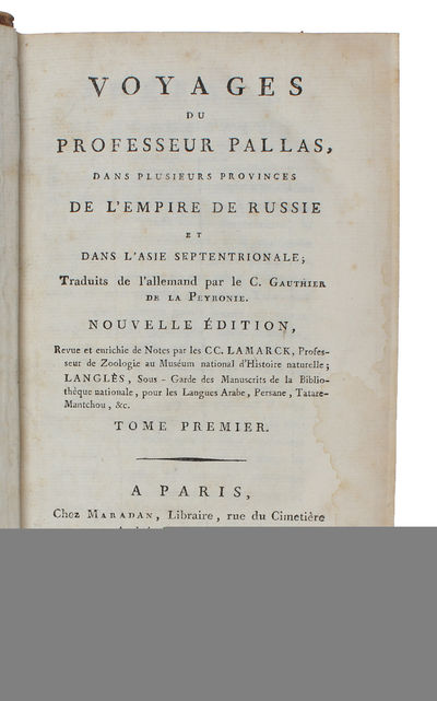 Voyages du Professeur Pallas, dans plusieurs Provinces de L'Empire de Russie et dans L'Asie septentrionale; Traduits de l'allemand par le C. Gauthier de la Peyronie. Nouvelle Édition, revue et enrichie de Notes par le C.C. Lamarck... 8 Vols. (photo 3)