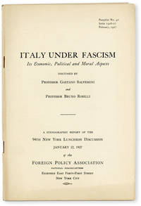 image of Italy Under Fascism: its Economic, Political and Moral Aspects. Stenographic report of the 94th New York Luncheon Discussion, January 22, 1927