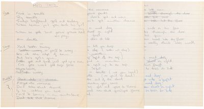 Mad Dog" Handwritten Lyrics