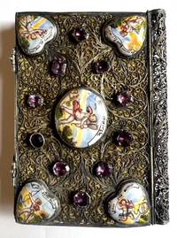 A silver and enamel plaque jeweled binding