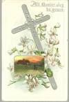 TUCK'S EASTER JOY POSTCARD WITH SILVER CROSS