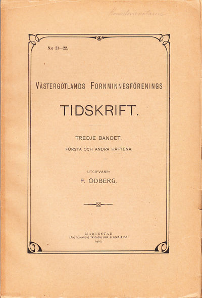 Västergötlands fornminnesförenings tidskrift.…