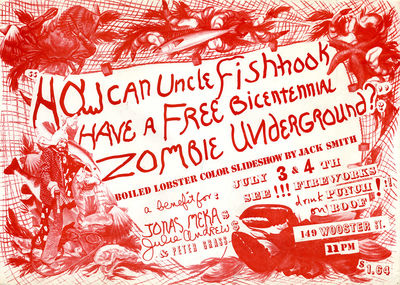 HOW CAN UNCLE FISHHOOK HAVE A FREE BICENTENNIAL ZOMBIE UNDERGROUND? (1976) Poster by Jack Smith