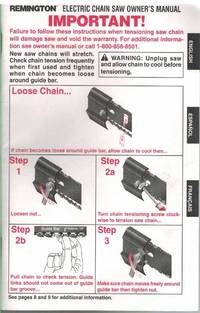 REMINGTON ELECTRIC CHAIN SAW OWNER'S MANUAL Models: M12510US, M15012US,  M15014US, M15015AS, M30016US, M30016AS, M30016AW, M35016UW, M65016AW