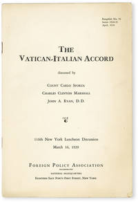 image of The Vatican-Italian Accord. 116th New York Luncheon Discussion, March 16, 1929