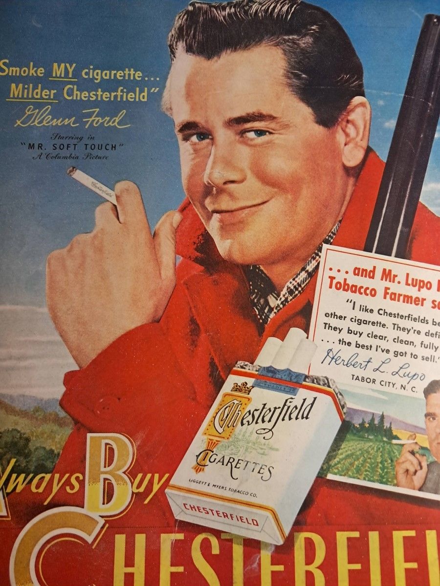 are chesterfield cigarettes good Advertisement with Glenn Ford for Chesterfield Cigarettes 