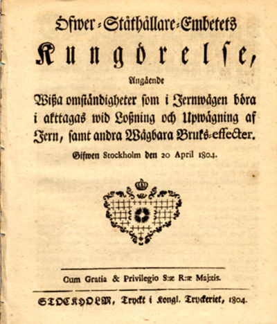 Öfwer-Ståthållare-Embetets kungörelse, angående…