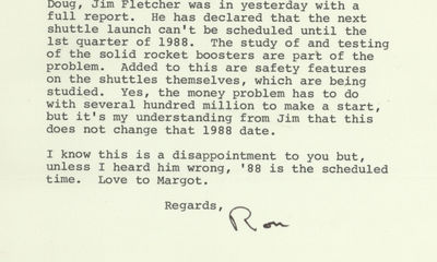 Ronald Reagan Looks Forward to the Future of the Space Program, Even Private Funding of Space Missions