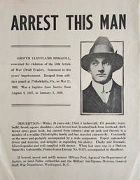 Wanted Poster for Grover Cleveland Bergdoll, Who Escaped from Prison After Dodging the Draft