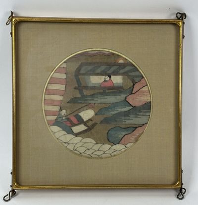 20th CENTURY SILK EMBROIDERY PANEL