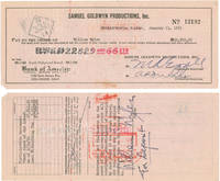 cover of Original check from Samuel Goldwyn Productions to William Wyler for "The Best Years of Our Lives