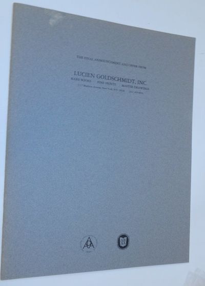 New York: Lucien Goldschmidt, Inc, 1986. First Edition. Wraps. Near Fine. First Edition. 16 pages. S...