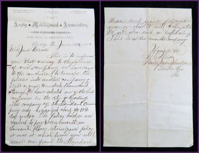 Correspondence From the Amity Matrimonial Association for Unmarried Persons
