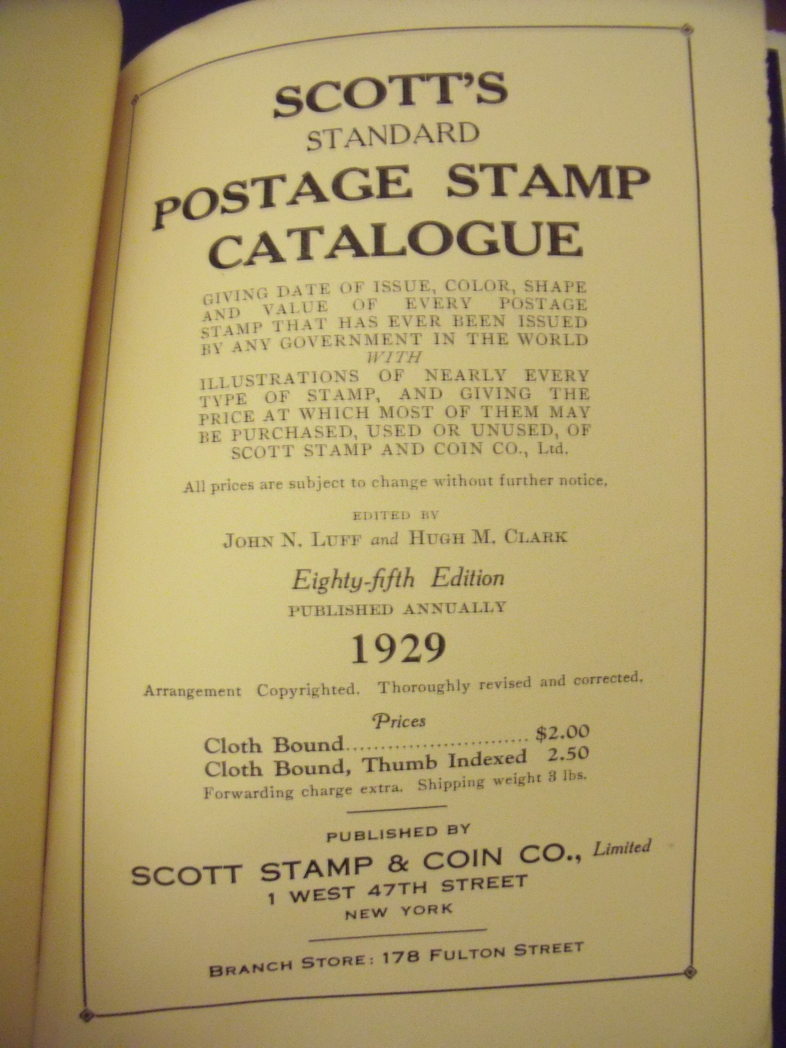 Scott's Standard Postage Stamp Catalogue 1929 Hardcover 1929 Scott