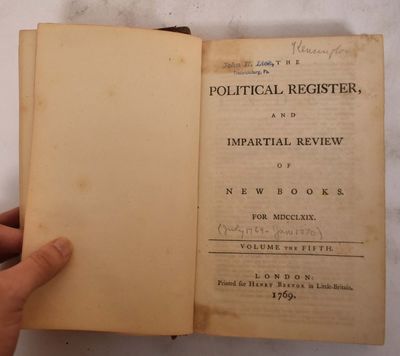 The Political Register and Impartial Review of New Books for MDCCLXIX (1769) Volume 5 (July to December)