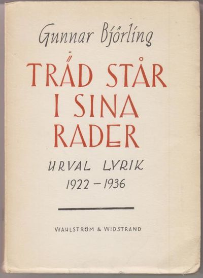 Träd står i sina rader. Urval lyrik 1922-1936.