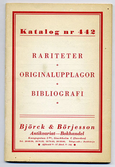 Björck & Börjesson. Katalog 442. Rariteter,…