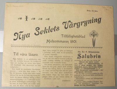 Nya seklets vårgryning. Tillfällighetsblad…