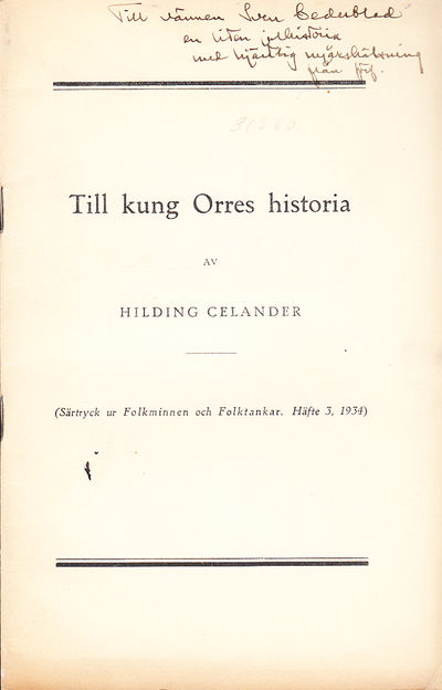 Till kung Orres historia [= omslagstitel].