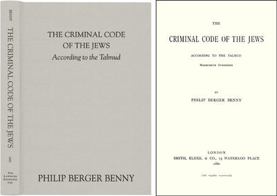 The Criminal Code of the Jews, According to the Talmud